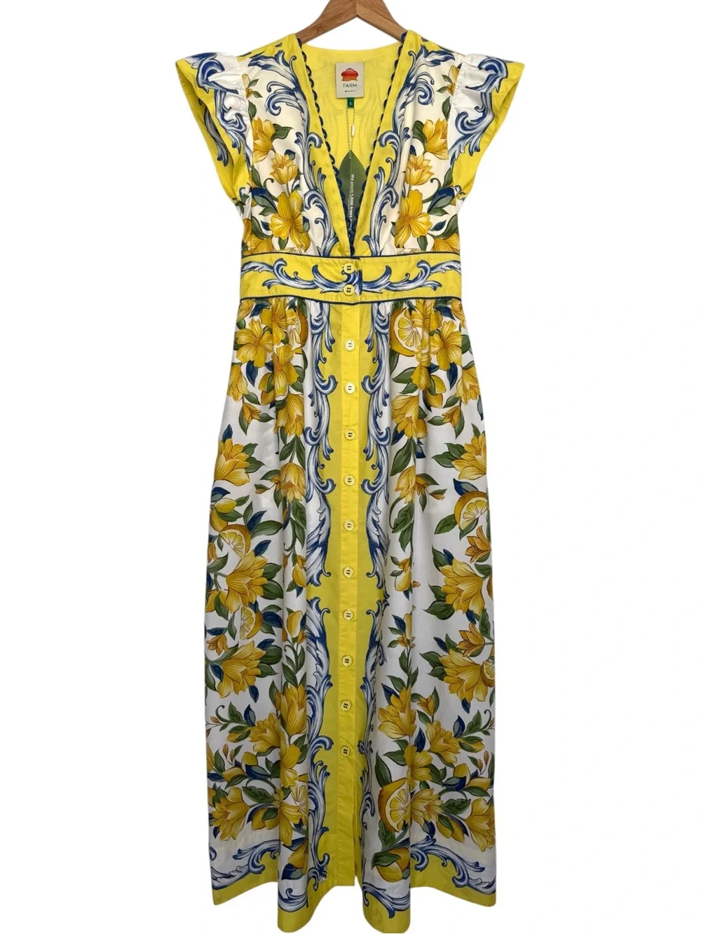 FARM Rio Sicily Scarf Print Cotton Maxi Dress, Size S, NWT 🇧🇷 - Picture 6 of 16